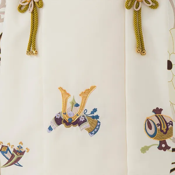 七五三レンタル(3歳男児被布)／ベージュ 兜×ベージュ 菊梅 W201