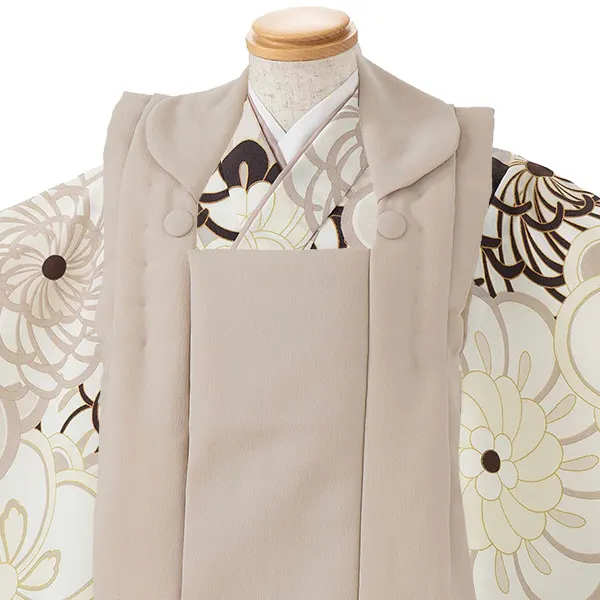 七五三レンタル(3歳男児被布)／ベージュ×ベージュ 菊梅 W501