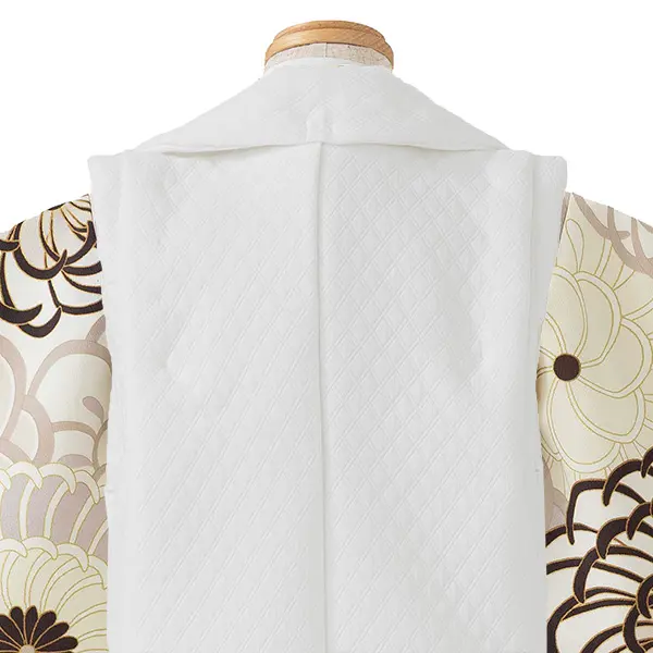 七五三レンタル(3歳男児被布)／白 格子×ベージュ 菊梅 W601