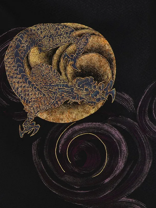 かんたん七五三レンタル(4歳5歳男児袴) 黒 鳳凰×金蜀江紋袴 Y059