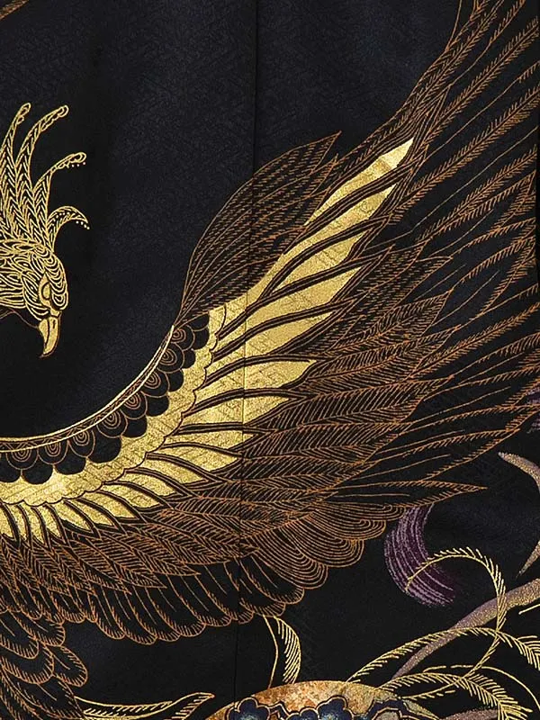 かんたん七五三レンタル(4歳5歳男児袴) 黒 鳳凰×金蜀江紋袴 Y059