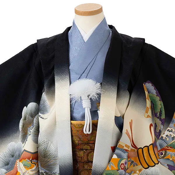 かんたん七五三レンタル(4歳5歳男児袴) ブランド 黒×兜 松 Y068