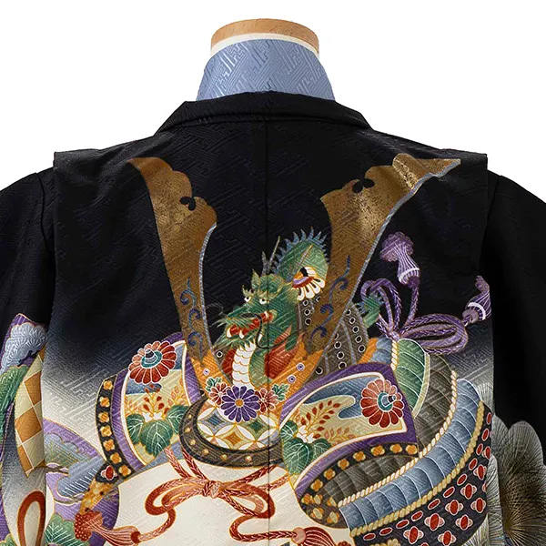 かんたん七五三レンタル(4歳5歳男児袴) ブランド 黒×兜 松 Y068