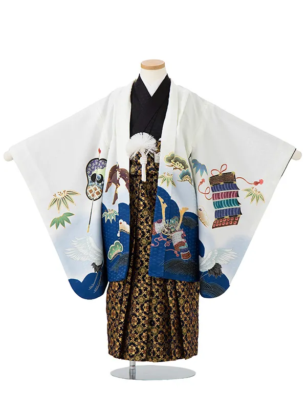 七五三レンタル(5歳男児袴) 白鶴 兜×金華紋袴 Y073