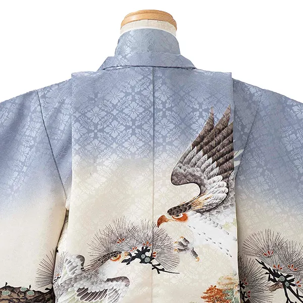 かんたん七五三レンタル(4歳5歳男児袴) グレー鷹松×金菱袴 Y084