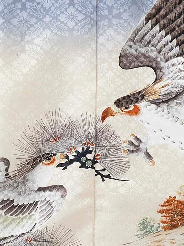 かんたん七五三レンタル(4歳5歳男児袴) グレー鷹松×金菱袴 Y084