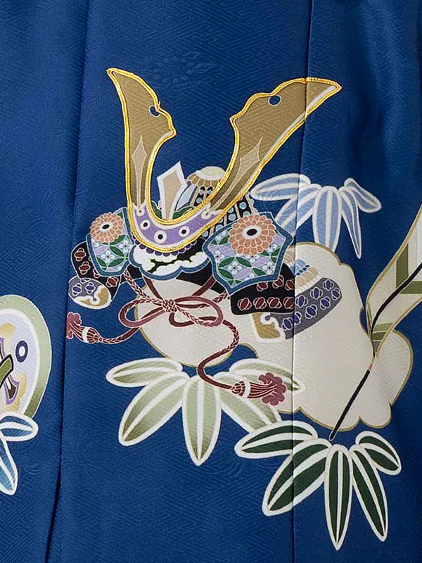 七五三レンタル(2歳,3歳,男児被布)白熨斗軍配×紺兜 Y096