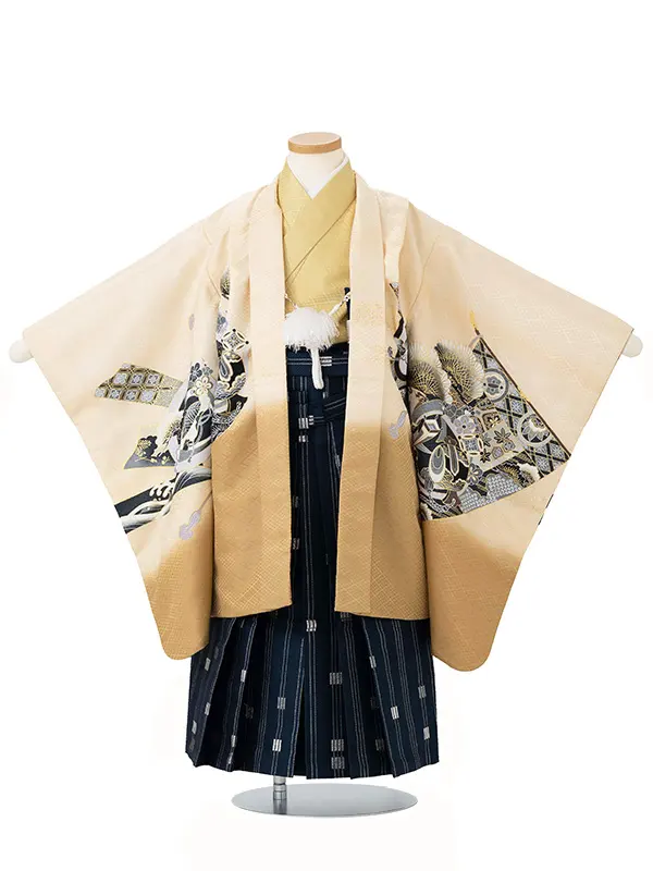 かんたん七五三レンタル(5歳男児袴)  ベージュ×兜 Y108