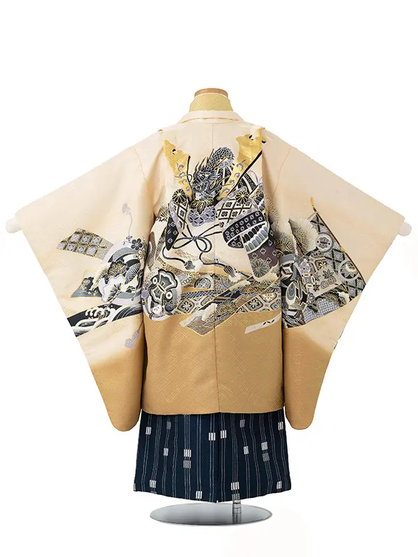 かんたん七五三レンタル(5歳男児袴)  ベージュ×兜 Y108