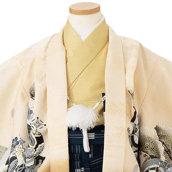 かんたん七五三レンタル(5歳男児袴)  ベージュ×兜 Y108