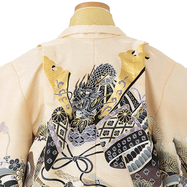 かんたん七五三レンタル(5歳男児袴)  ベージュ×兜 Y108