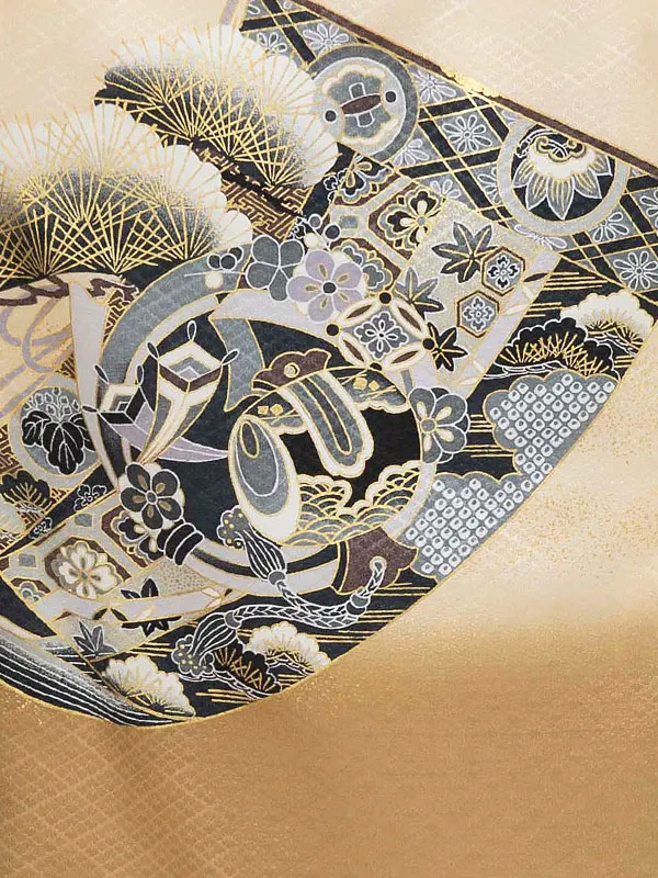 かんたん七五三レンタル(5歳男児袴)  ベージュ×兜 Y108