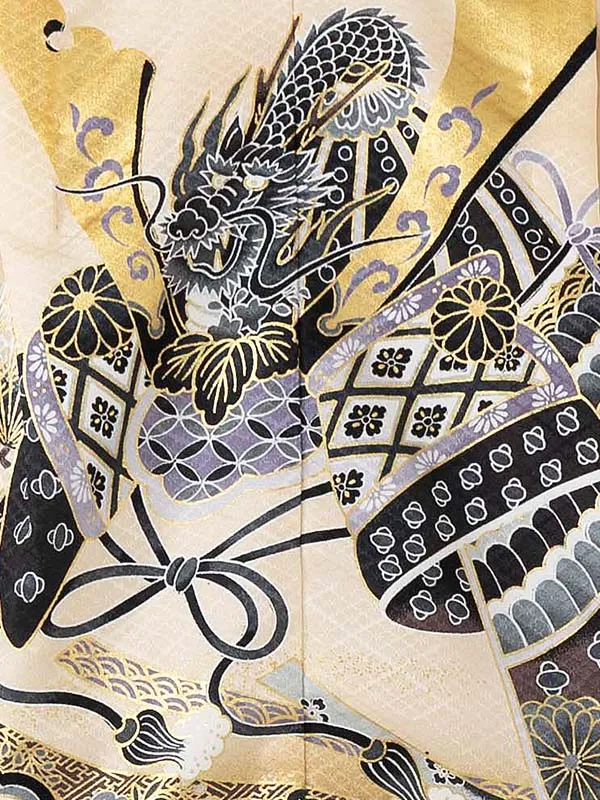 かんたん七五三レンタル(5歳男児袴)  ベージュ×兜 Y108