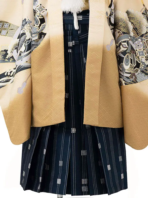 かんたん七五三レンタル(5歳男児袴)  ベージュ×兜 Y108