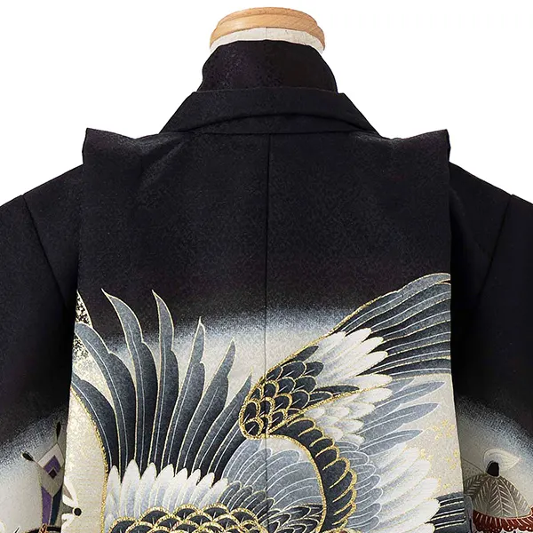 かんたん七五三レンタル(4歳5歳男児袴)黒鷹×金業平菱袴 Y117