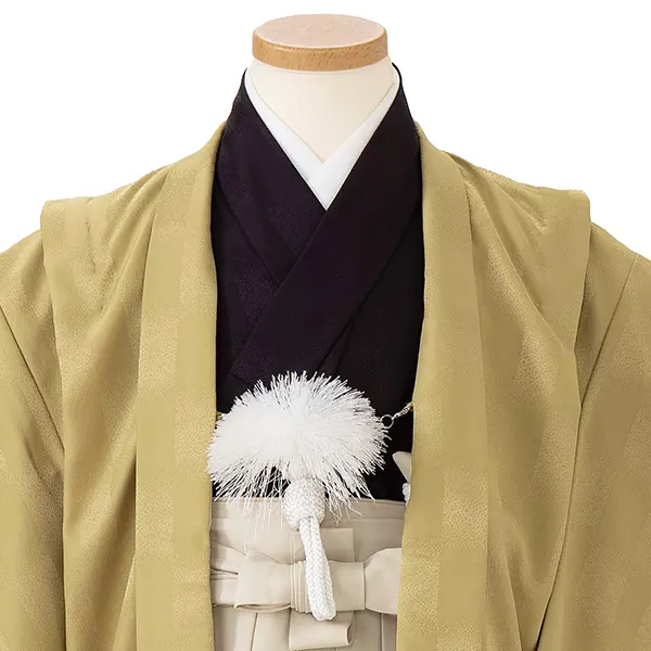 七五三レンタル(5歳男児袴) 緑石畳×ベージュ無地袴 Y120