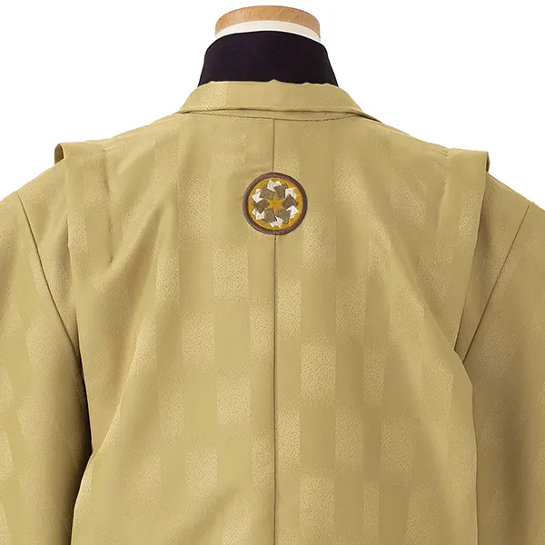 七五三レンタル(5歳男児袴) 緑石畳×ベージュ無地袴 Y120