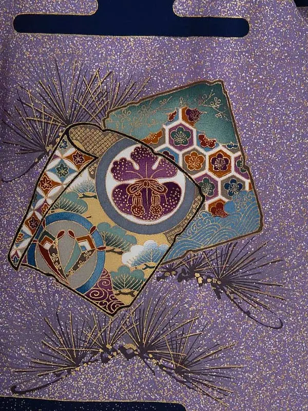 かんたん七五三レンタル(4歳5歳男児袴)紺鷹×金蜀江紋袴 Y121