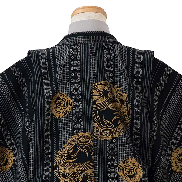 七五三レンタル(4歳5歳男児袴)花夢二 黒龍×ベージュ袴 Y131