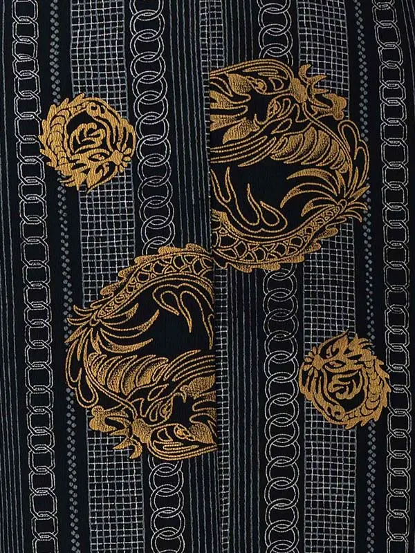 七五三レンタル(4歳5歳男児袴)花夢二 黒龍×ベージュ袴 Y131