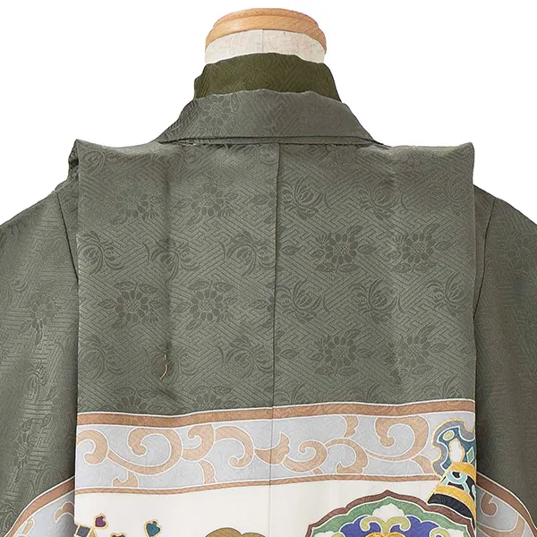 【正絹】七五三レンタル(4歳5歳男児袴) 緑宝尽くし×金袴 Y134