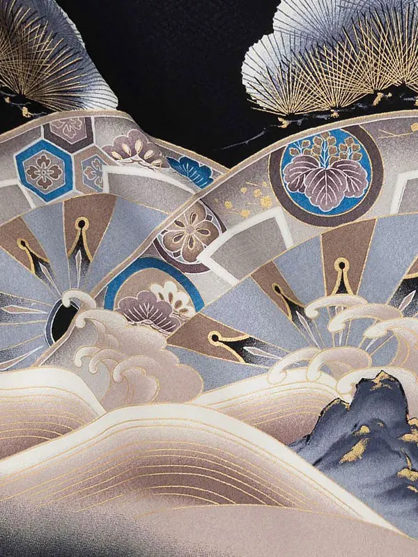 かんたん七五三レンタル(4歳5歳男児袴)黒兜×金業平菱袴 Y146