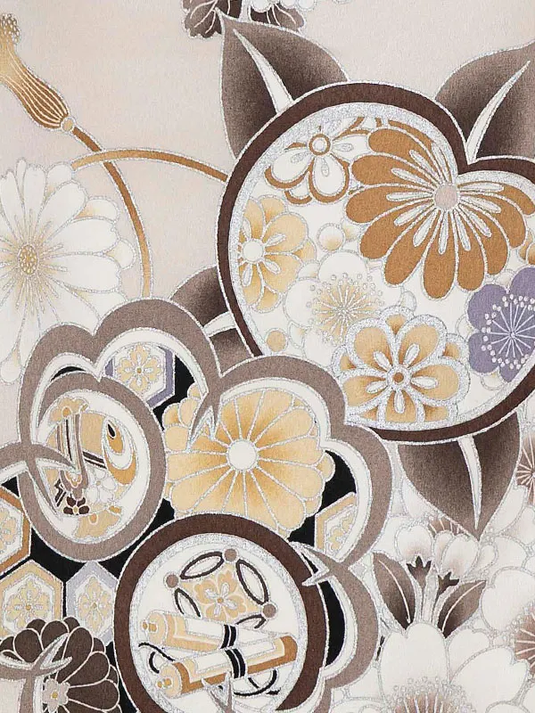 七五三レンタル(3歳男児被布)茶 鷹×ベージュ 桜菊橘 Y149