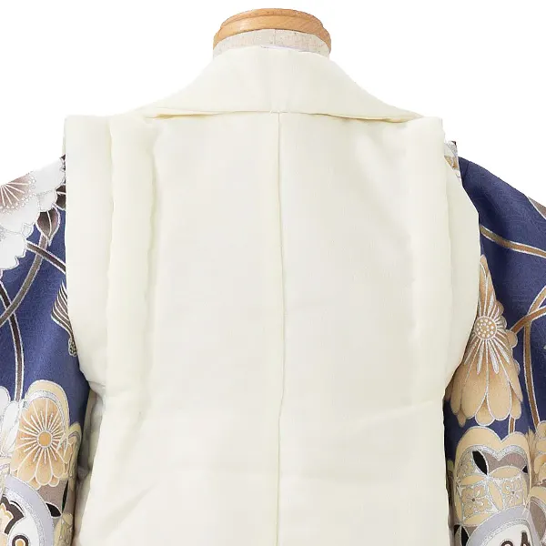 七五三レンタル(3歳男児被布)白×金業平菱袴 Y150