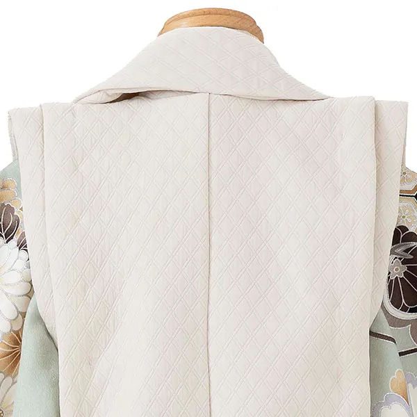 七五三レンタル(3歳男児被布) オフホワイト×薄緑 桜菊橘 Y151