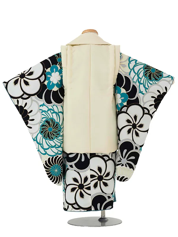 七五三レンタル(3歳男児被布) 緑 梅×ベージュ 鷹 Y159