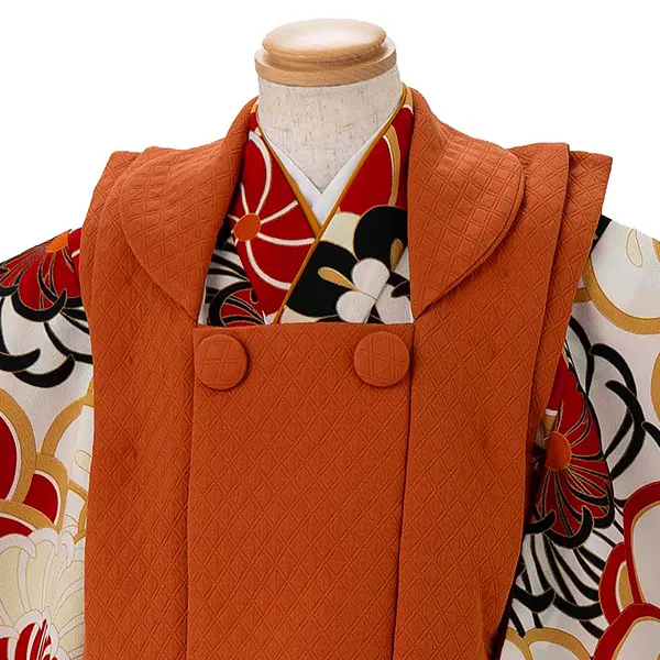 七五三レンタル(3歳男児被布) 赤 梅×オレンジ  Y160