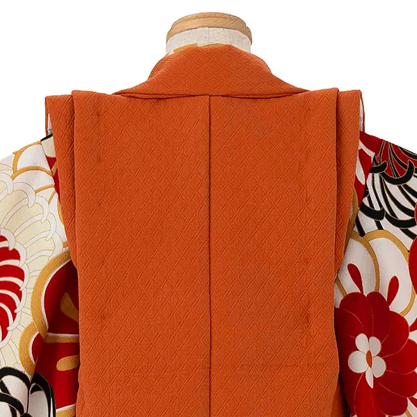 七五三レンタル(3歳男児被布) 赤 梅×オレンジ  Y160