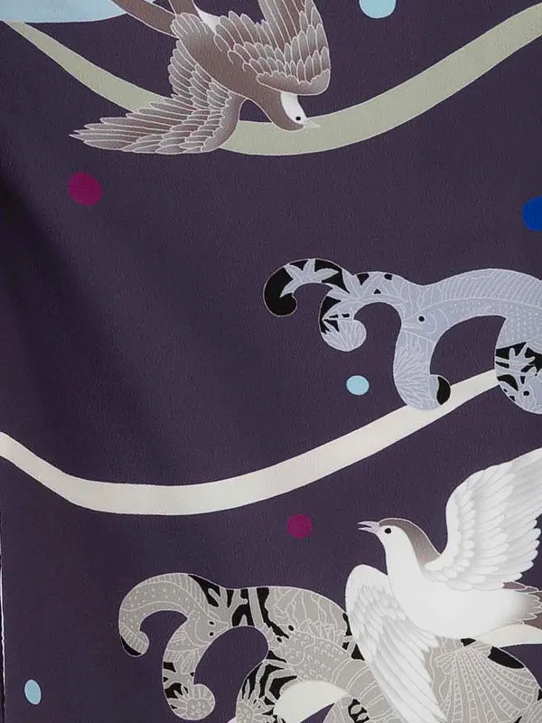 七五三レンタル(3歳男児被布) 紫 波×グレー Z161