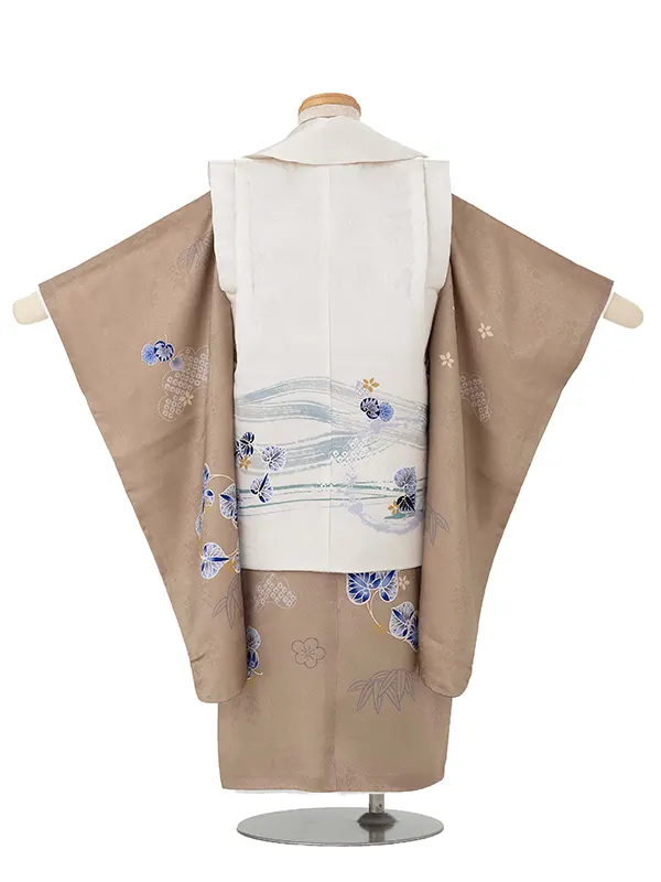 【正絹】七五三レンタル(3歳男児被布) 茶×葵 Y163