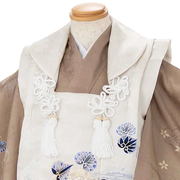 【正絹】七五三レンタル(3歳男児被布) 茶×葵 Y163