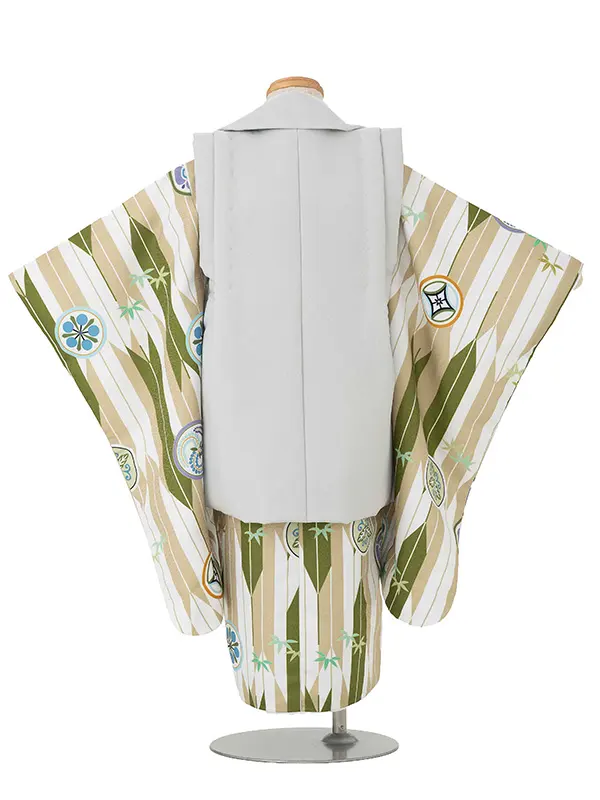 七五三レンタル(3歳男児被布) 緑×矢絣 Y164