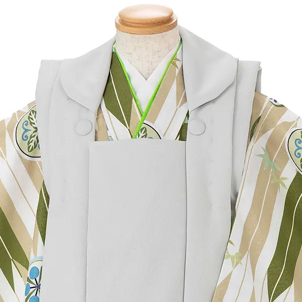 七五三レンタル(3歳男児被布) 緑×矢絣 Y164