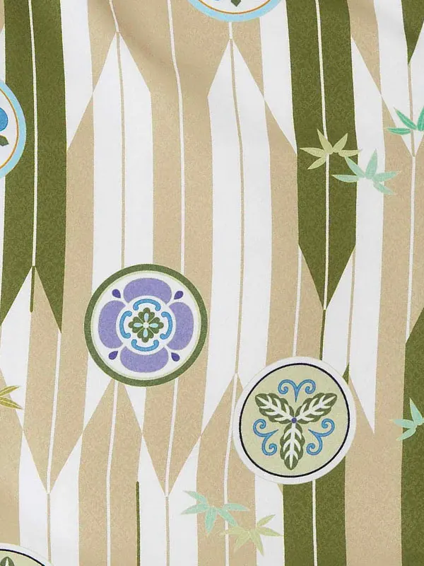 七五三レンタル(3歳男児被布) ベージュ矢羽×緑 Y166