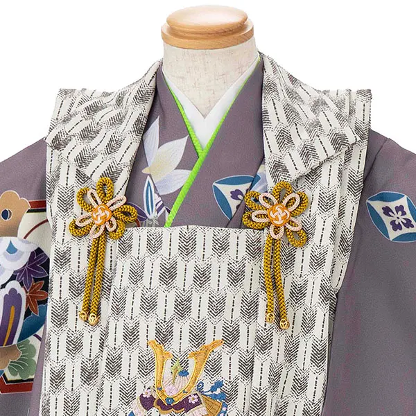 七五三レンタル(3歳男児被布)　紫 宝尽くし×兜 Y167