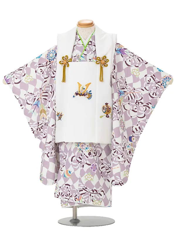 七五三レンタル(3歳男児被布) 紫×兜 Y168