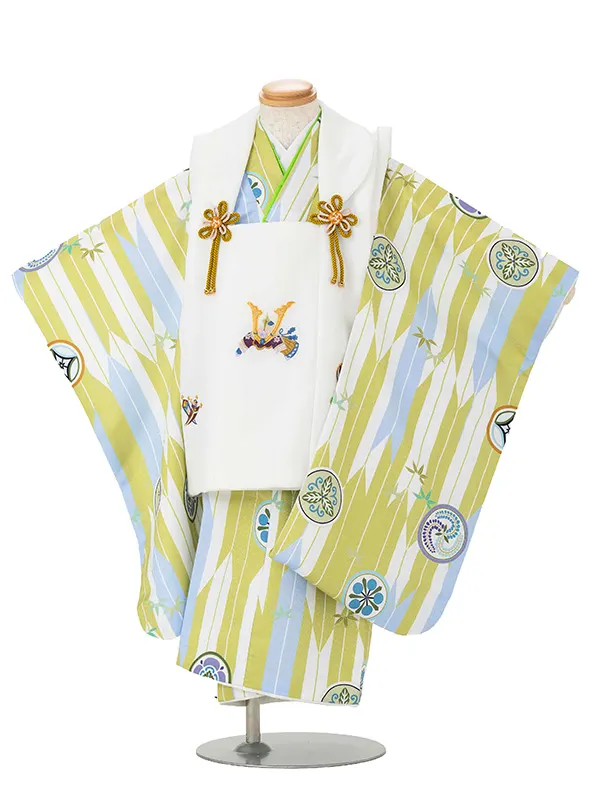 七五三レンタル(3歳男児被布) 矢羽緑×白兜 Y169