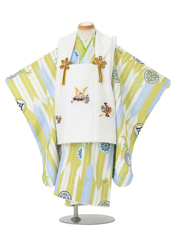 七五三レンタル(3歳男児被布) 矢羽緑×白兜 Y169