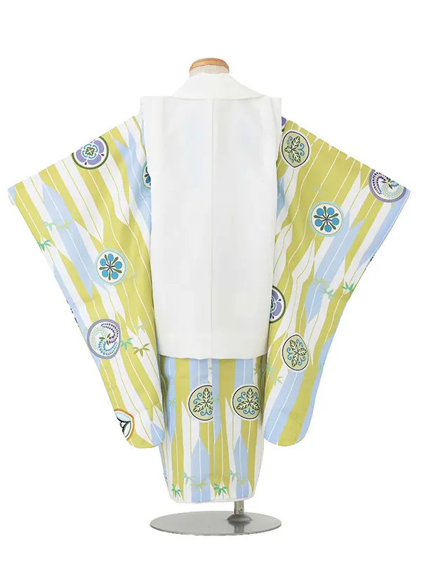 七五三レンタル(3歳男児被布) 矢羽緑×白兜 Y169