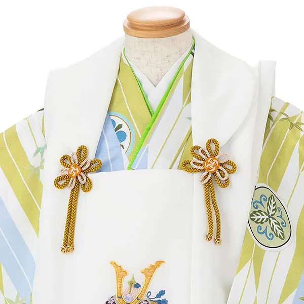 七五三レンタル(3歳男児被布) 矢羽緑×白兜 Y169