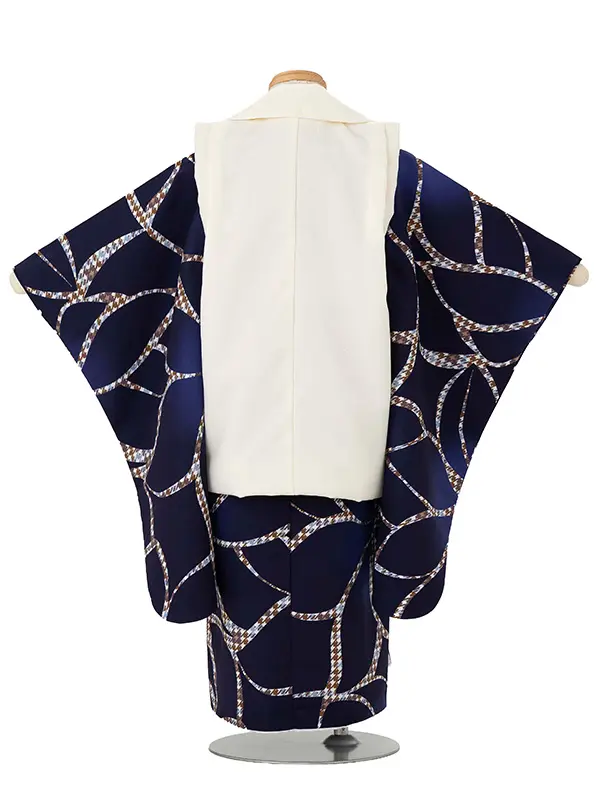 七五三レンタル(3歳男児被布) 青×白兜 Y170