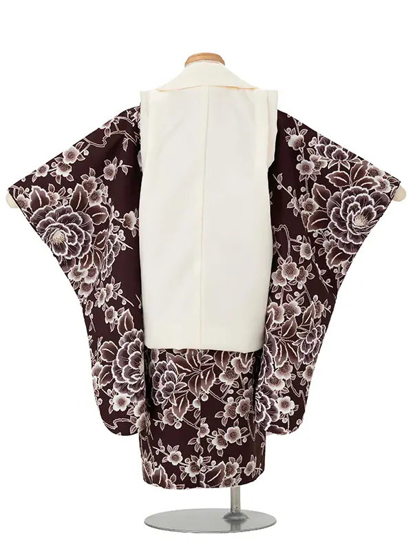 七五三レンタル(3歳男児被布) 茶梅×ベージュ兜 Y171