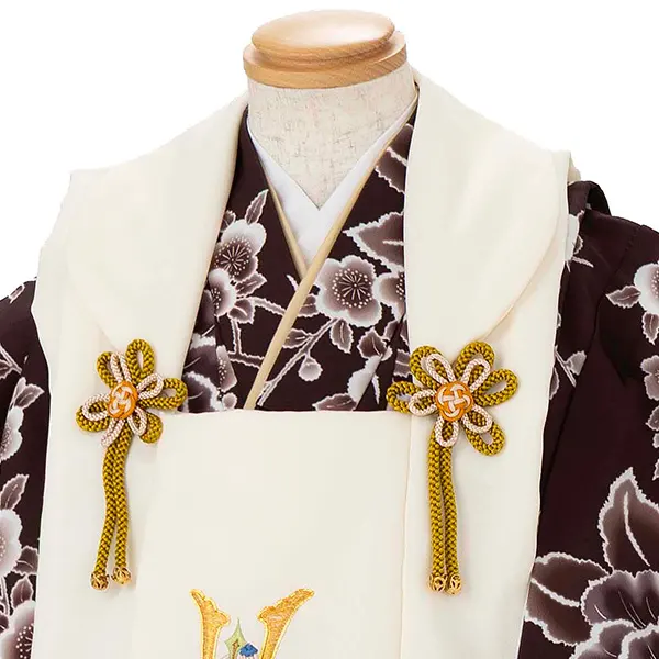 七五三レンタル(3歳男児被布) 茶梅×ベージュ兜 Y171