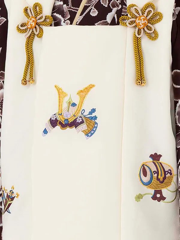 七五三レンタル(3歳男児被布) 茶梅×ベージュ兜 Y171