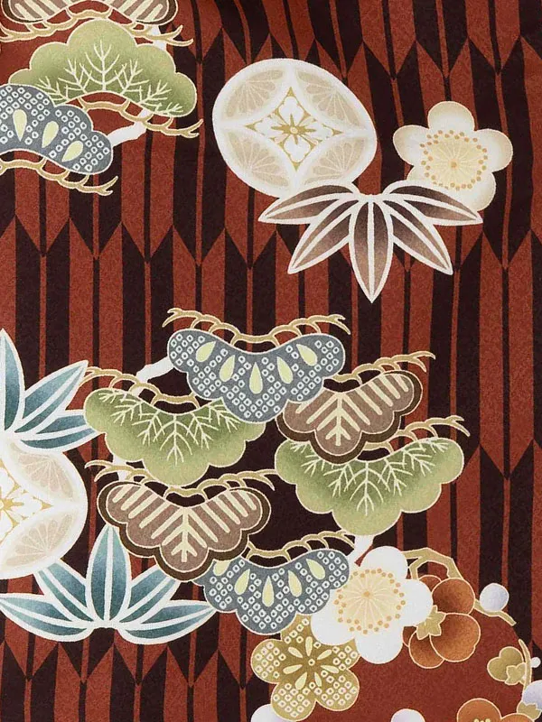 七五三レンタル(3歳男児被布) 茶矢羽×ベージュ兜 Y172