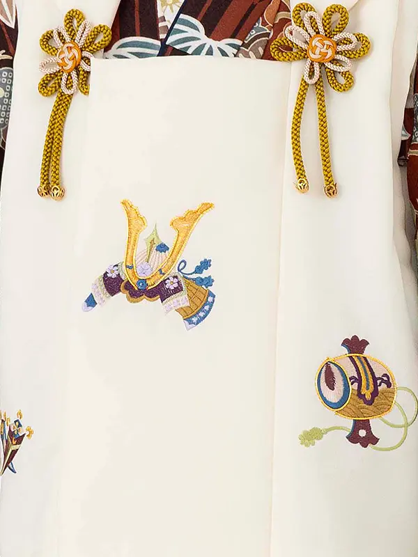 七五三レンタル(3歳男児被布) 茶矢羽×ベージュ兜 Y172